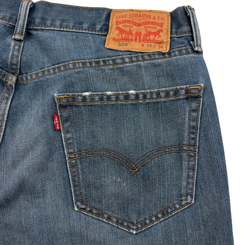 Levi's 559 Relaxed Straight Fit Jeans Men's 34x34 Blue Medium Wash Denim